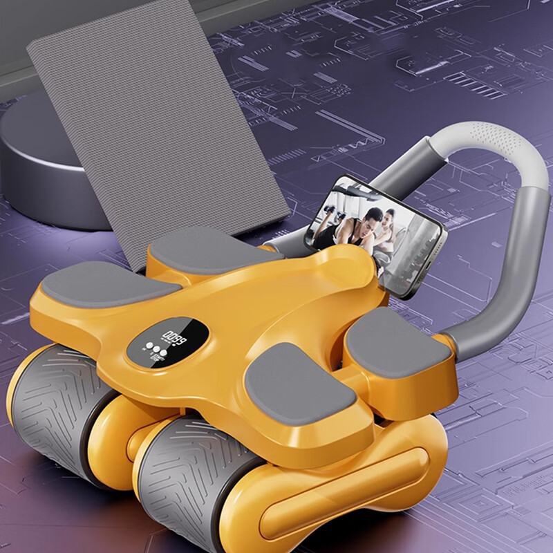 Miyi four-wheel abdominal fitness wheel automatically rebounds abdominal muscles to slim down the belly new men's fitness home abdominal training equipment K four-wheel abdominal fitness wheel-orange