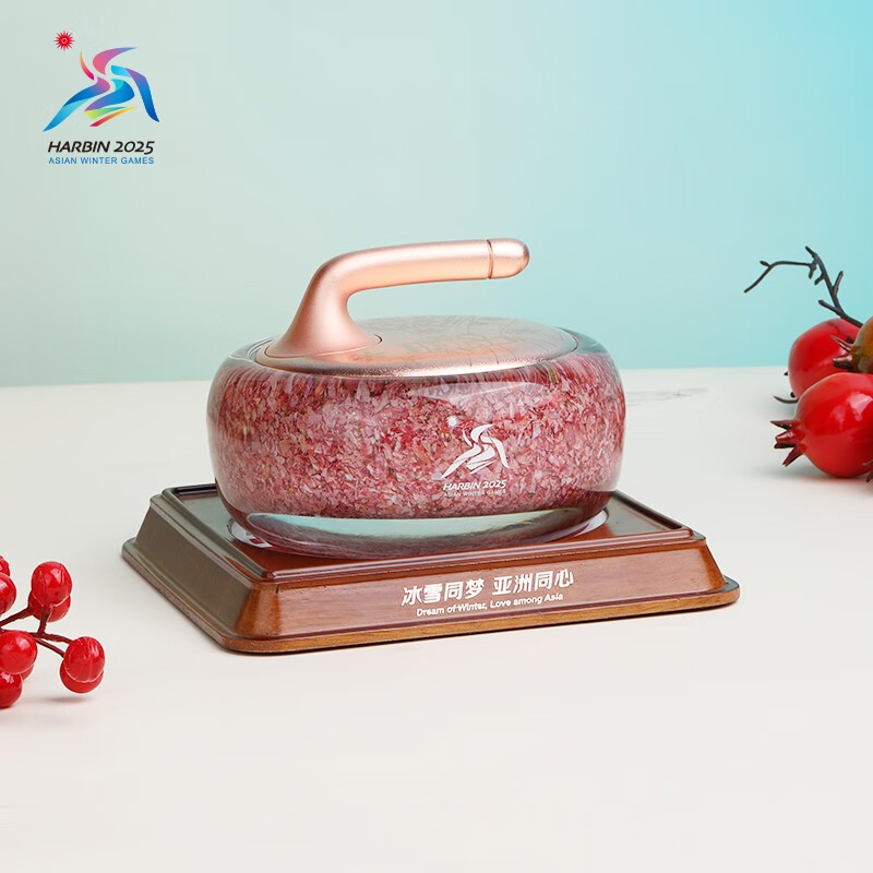 Harbin Asian Winter Games mascot Binini Nini souvenirs, exquisite ornaments, high-end decorative gifts, the future is in hand - broken currency curling mascot collection version (diameter 150mm) limited high-end collection commemorative business gift