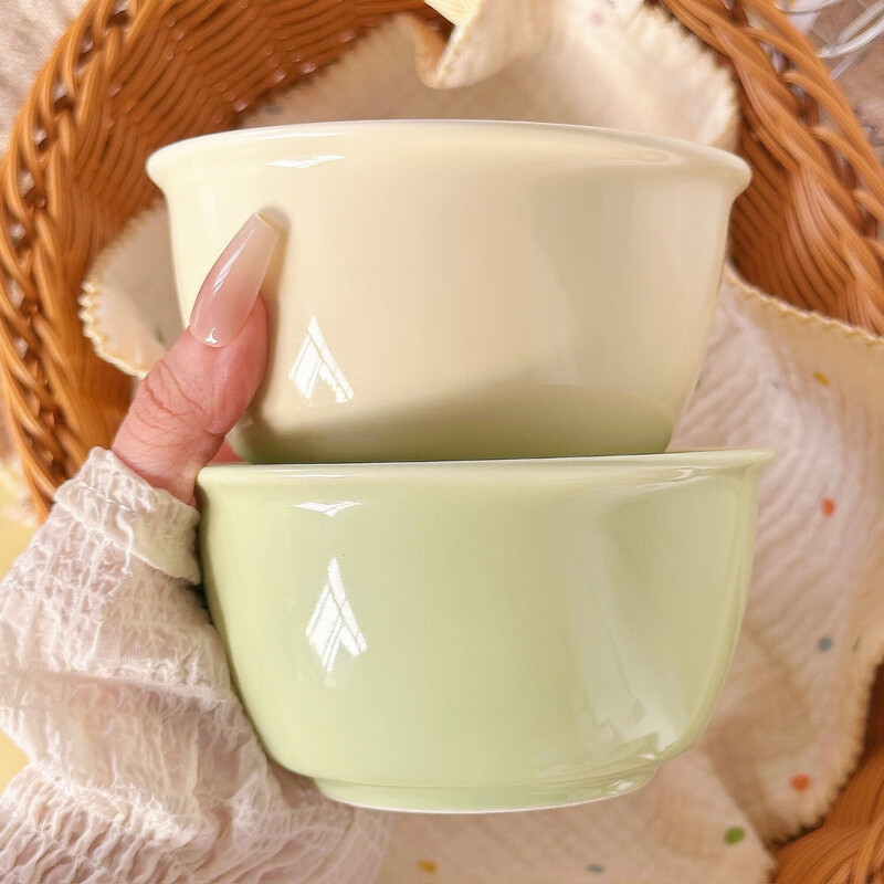 Macaron color ceramic bowl cream color high value household underglaze color tableware ins new rice bowl dessert bowl warm style for a family of four four bowls