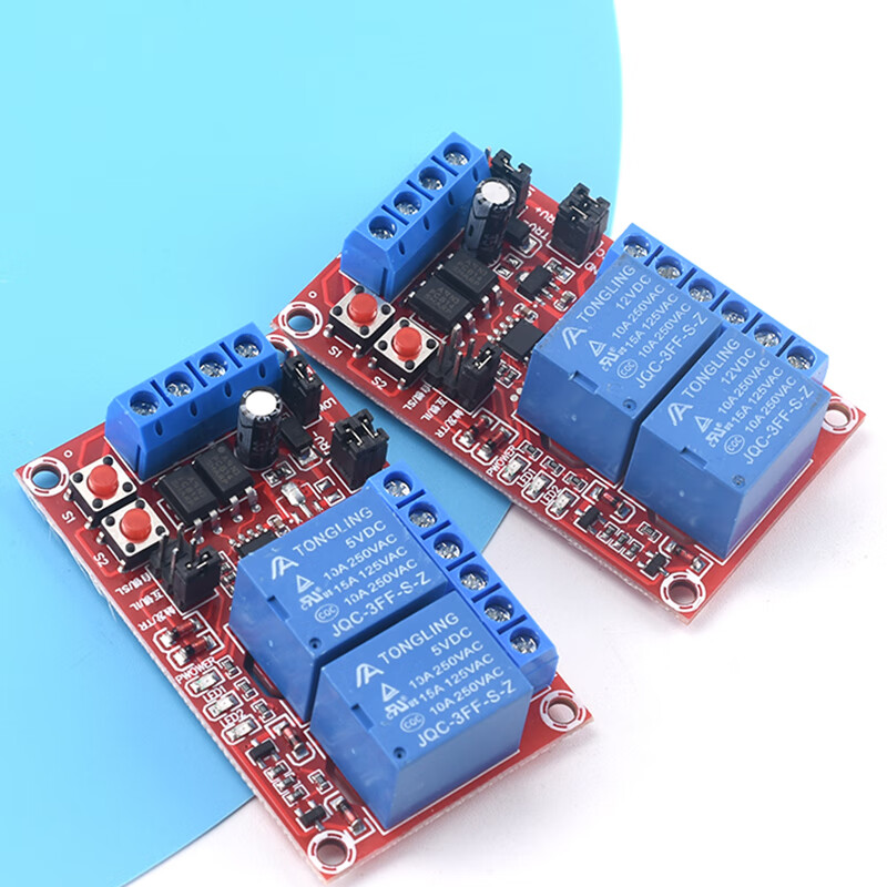 2-way button self-locking interlocking three-select one relay module high and low level trigger with switch light 5V12V24V 2-way 24V relay self-locking/interlocking/jogging optional