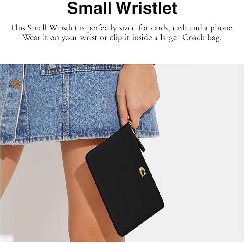 COACH Wallet Girls New Year Birthday Gift Card Bag Wrist Bag Storage Mobile Phone Clutch Long Luxury Bag Black Black One Size