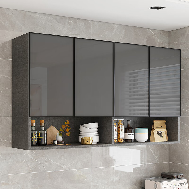 Fat Donglai same style kitchen cabinet aluminum alloy kitchen wall cabinet wall cabinet space aluminum wall storage cabinet balcony bathroom two doors 60*30*60 ecological board white cabinet + space