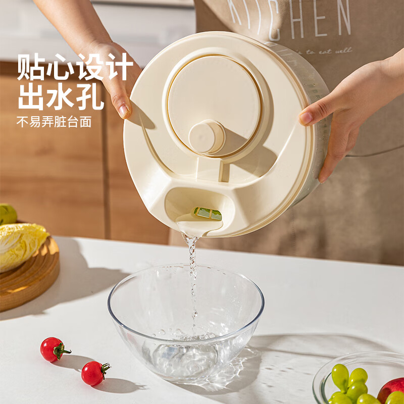 Modern housewife vegetable dehydrator household manual salad spinner vegetable basket kitchen spin dryer vegetable washing and draining artifact vegetable dehydrator - cream white