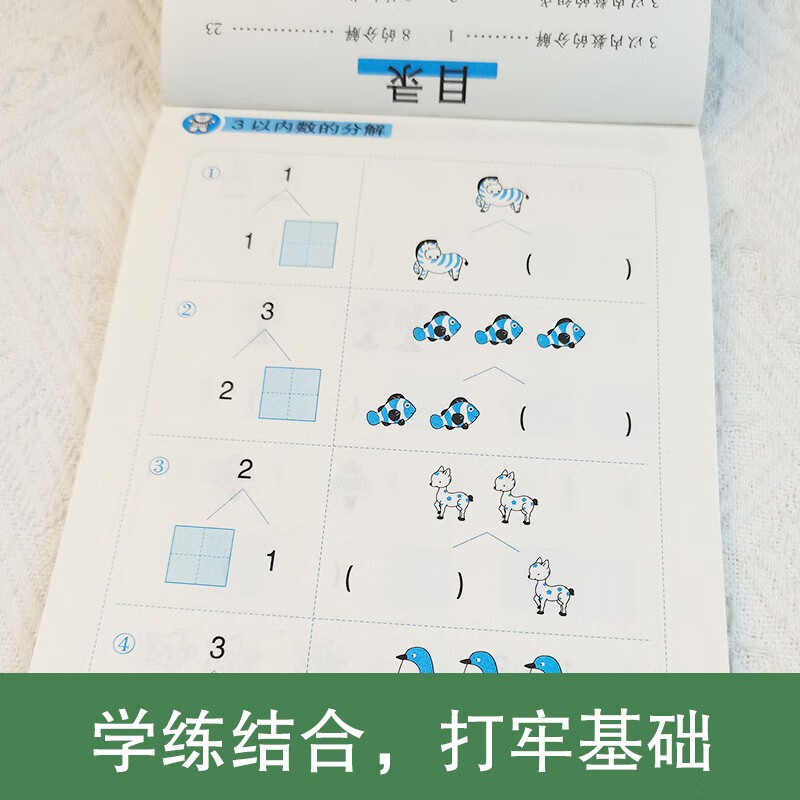 2 volumes of Preschool Training for One Day, decomposition within 10 + addition and subtraction within 10 grid, preparation for first grade, transition from kindergarten to primary school, transition from kindergarten to primary school