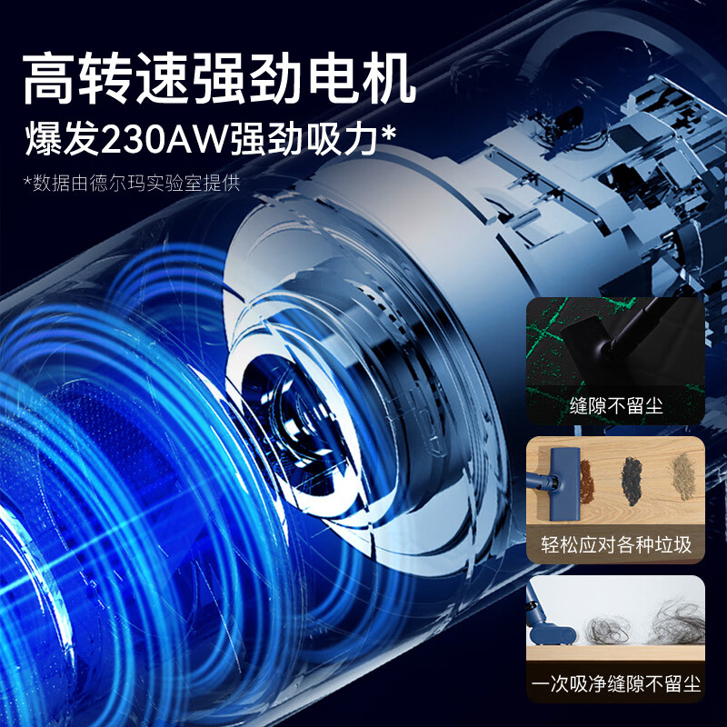 Deerma DX1000 vacuum cleaner household upright handheld vacuum cleaner wired lightweight powerful high-power vacuum cleaner two-in-one pet sapphire blue
