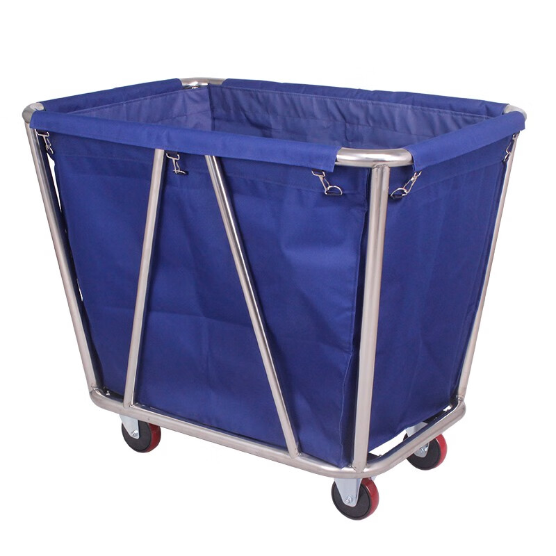 Linen Cart Hotel Guest Room Service Cart Stainless Steel Cart Laundry Room Dry Cleaning Shop Storage Recycling Car Thickened Disassembly Conical Coffee Linen Cart