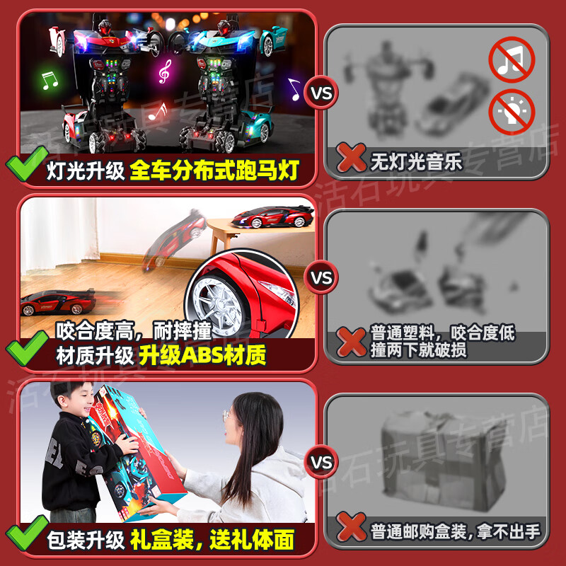 Live Stone Remote Control Car Remote Control Car Toy Boy King Kong Transformation Car Robot Children's Birthday Gift 3-6-12 Years Old Transformer Blue 50cm+Gesture+Stunt Wheel+Gift Box New Year Gift Children's Day Programming Gesture Sensing 6-14 Years Old Large Toy Car