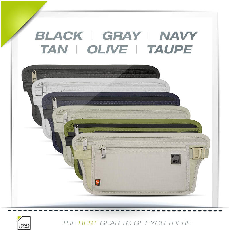 Lewis N. Clark RFID Blocking Money Belt Men's and Women's Travel Waist Bag Black One Size