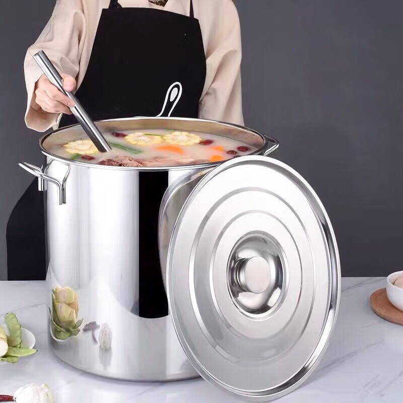 Edo stainless steel bucket with lid commercial soup bucket thickened large capacity soup pot brine bucket diameter 20 height 20cm 5 liters