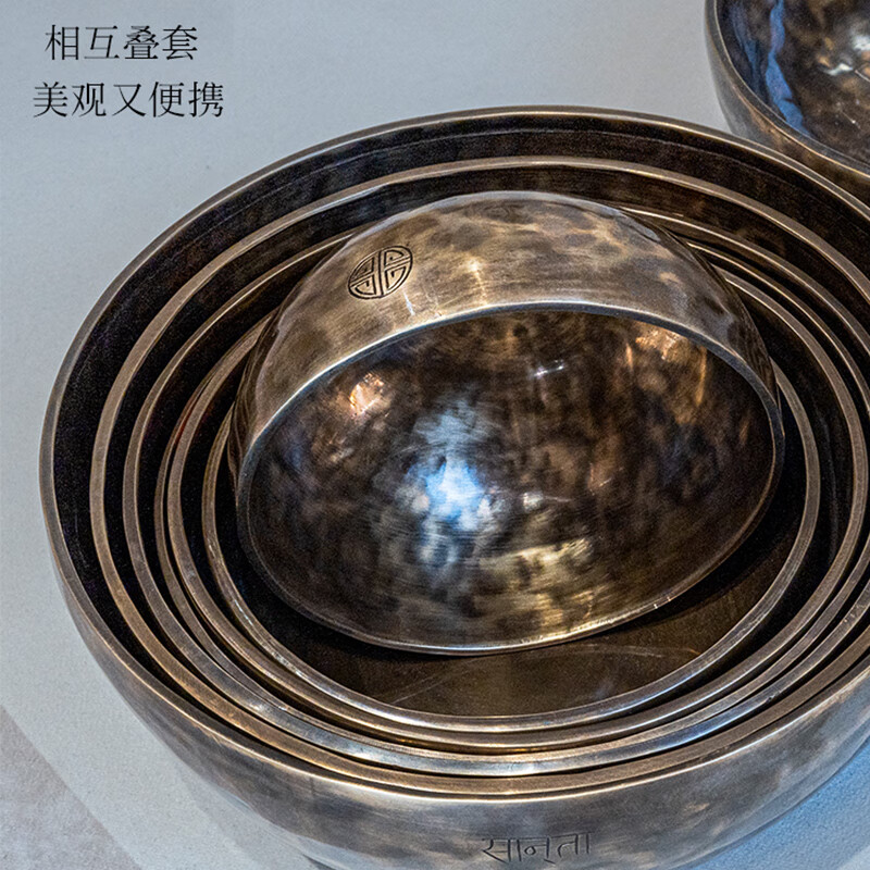 Sancai Tiger Spot Bowl Set Nepalese Purely Handmade Seven-tone Accurate Bowl Set Healing Concert Playing National Instruments Sancai Set Bowl Tiger Spot Question 15-25cm