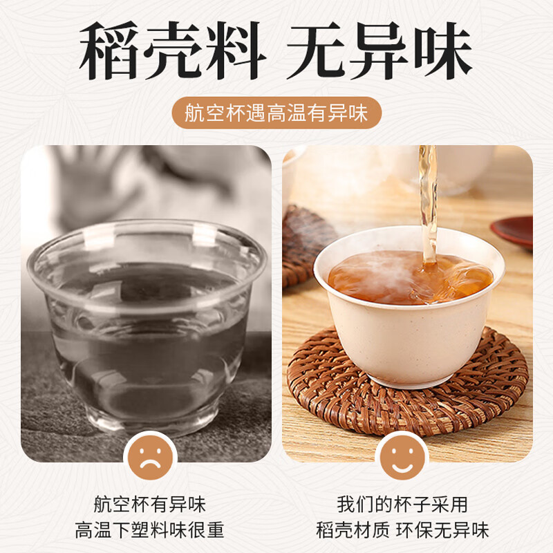 Gata Disposable Tea Cup Rice Husk Kung Fu Tea Cup Thickened Small Cup Home Travel Tea Drinking Portable Tea Set Water Cup 200 Pack + Storage Rack