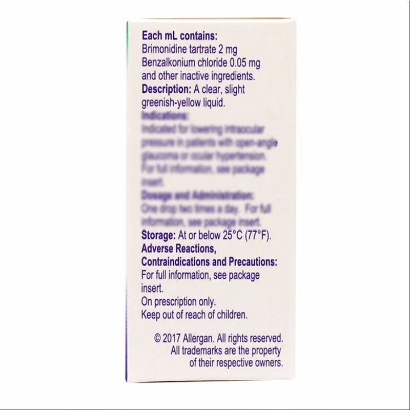 Original imported Alfagen Brimonidine Tartrate Eye Drops 5ml 10mg/box