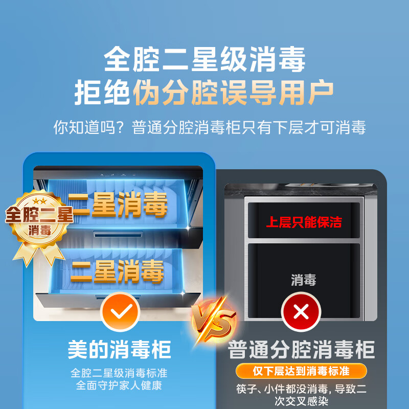 Midea Nuanyang disinfection cabinet built-in household kitchen tableware cupboards bowls and chopsticks tea cups and tea sets UV 110L three-layer large capacity 110HQ2pro