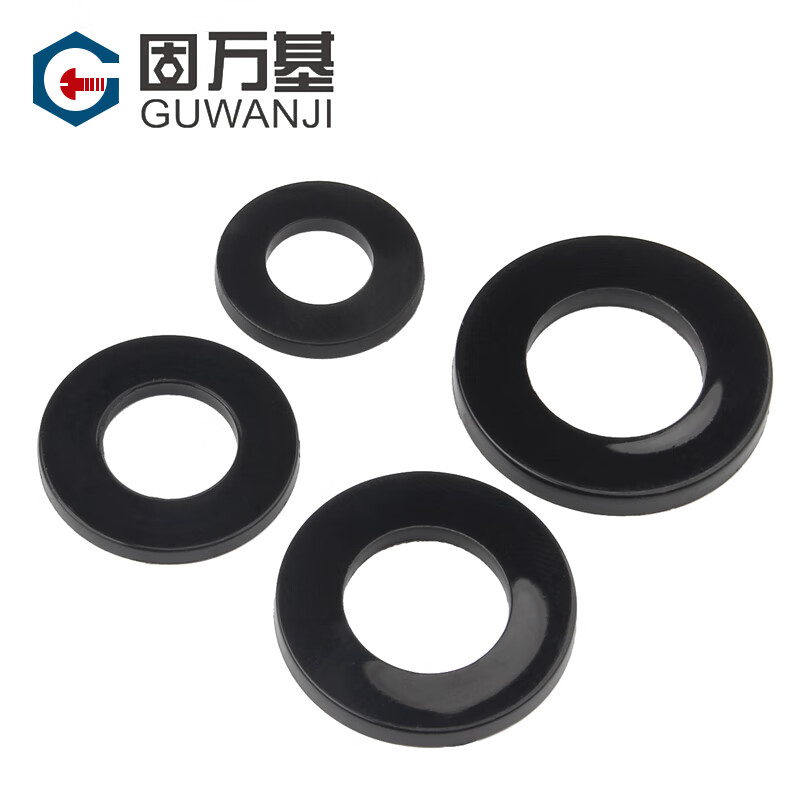 Guwanji black enlarged nylon flat gasket thin round gasket ultra-thin nylon flat gasket plastic insulation high temperature resistant gasket M5*10*1 (100 pieces)