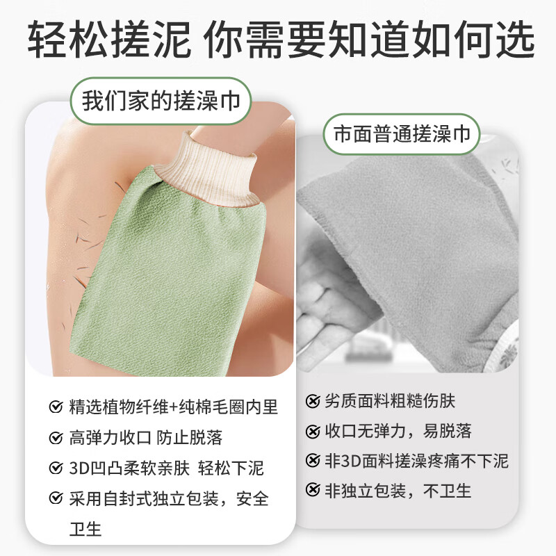 MEN WOO German bath towel for men and women, powerful massage mud back exfoliating coarse and fine sand enlarged bath towel