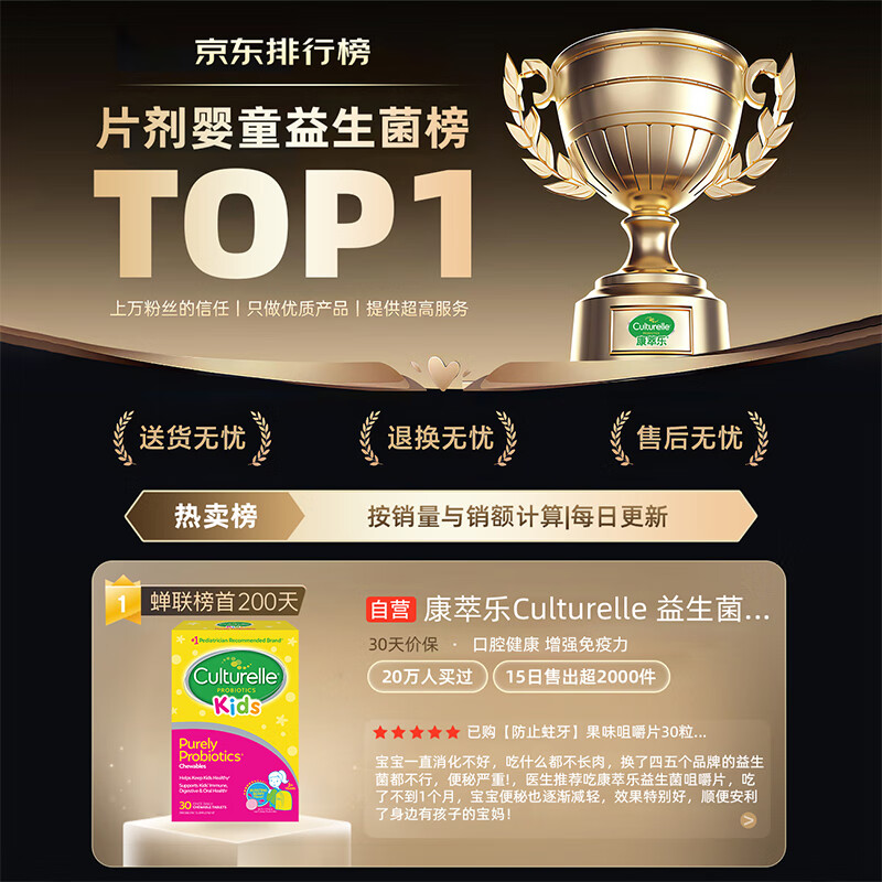 Culturelle Probiotics Children's Oral Chewable Tablets 60 Tablets Regulate the gastrointestinal tract, aid digestion and strengthen immunity - Preliminary period