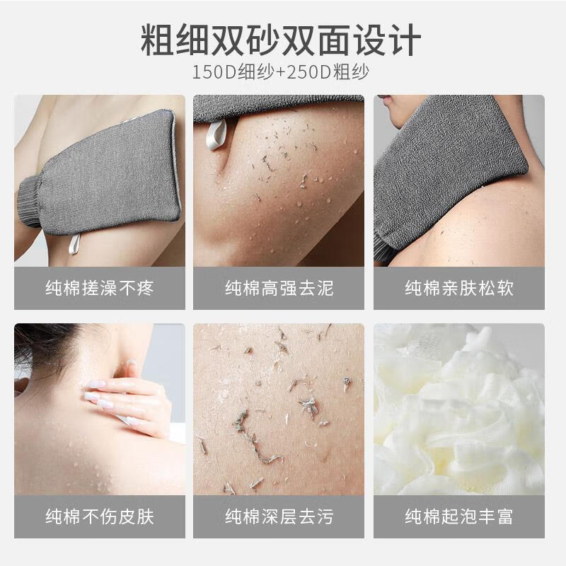 JCZS Germany 2025 Northeastern old-fashioned bath towel thick and powerful rub mud and gray men's special bath towel rub bath artifact hand Nordic gray thick and fine double sand + mud in seconds