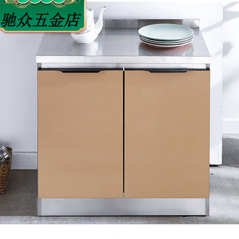 An Junsheng stainless steel kitchen cabinet household sink cabinet rental small apartment thickened custom sideboard simple stove cabinet 170cm flat style