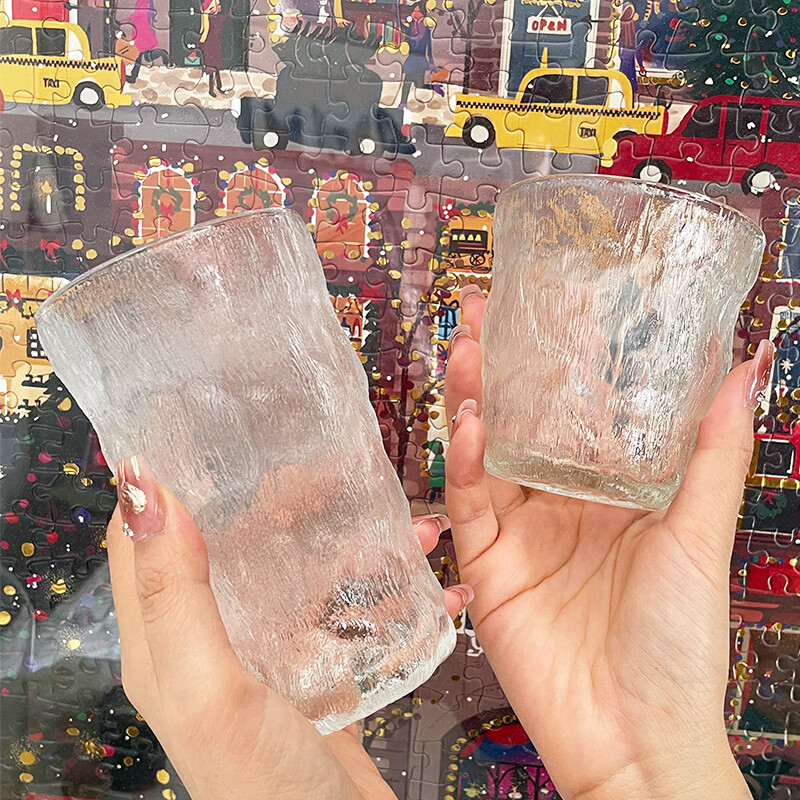 SMVP glacier cup pattern glass cup high-looking water cup women's juice drink cup ins wind tree pattern coffee cup beer transparent short style 1 piece + tall style 0 points 1ml 1 piece