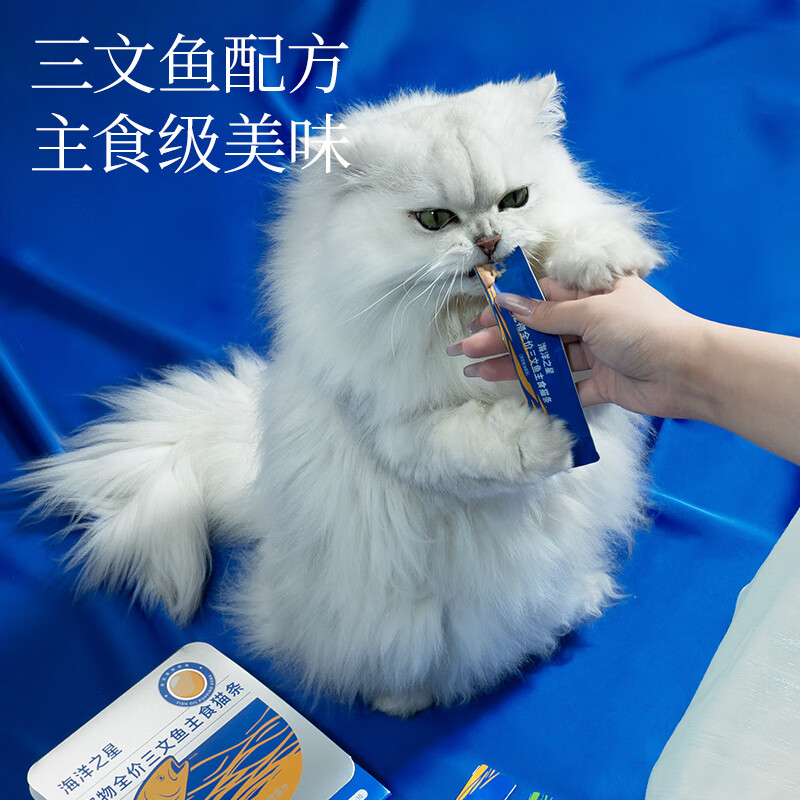 Ocean Star Staple Food Cat Strips Adult Cat and Kitten Snacks Wet Food Salmon Cat Grass Explosive Beads Flavor 12g*10 Count