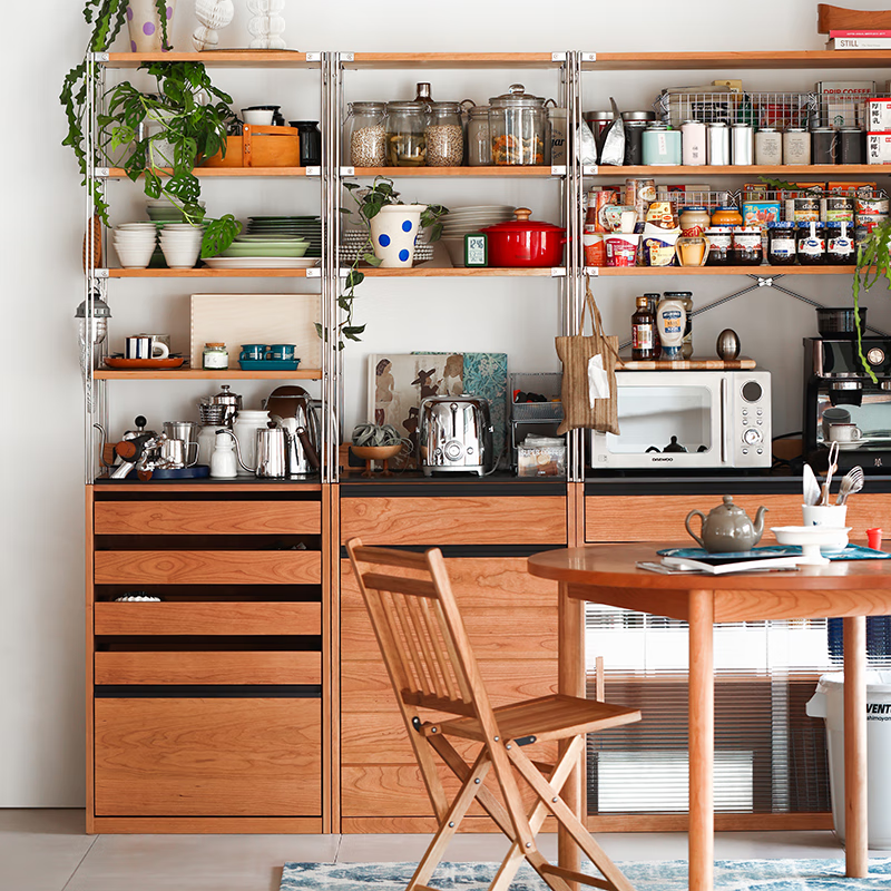 Fu Sheng Ji Fu Sheng Ji/sideboard wall-mounted solid wood stainless steel cabinet living room wine cabinet multi-functional storage cabinet extremely narrow 60cm storage cabinet/obsidian black