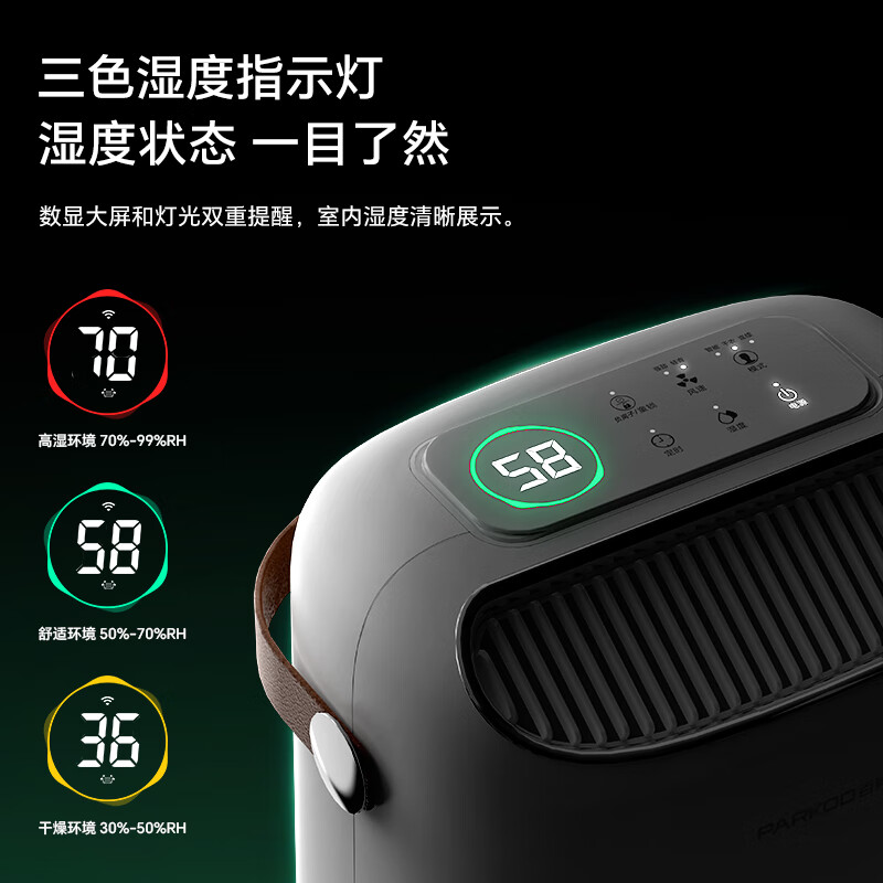 PARKOO dehumidifier/dehumidifier, dehumidification capacity 12 liters/day, household soft sound moisture absorber, basement dryer, dry clothes purification, White Fatty Series PD22SA-12