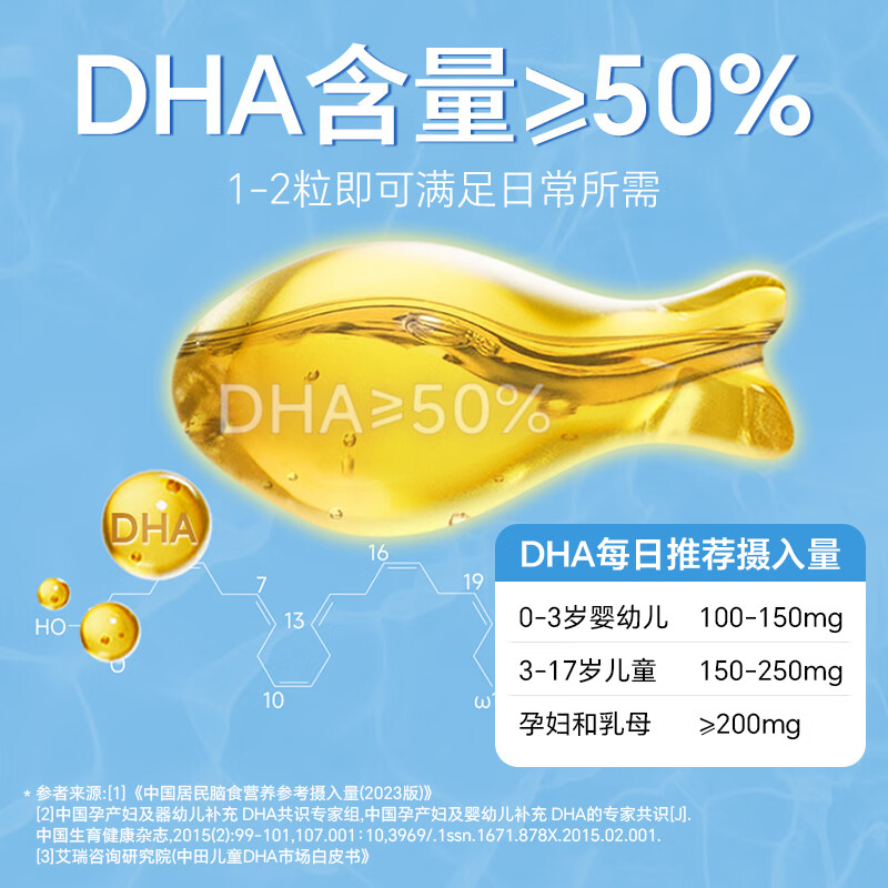 Aole Ruzhi organic algae oil DHA for children and babies DHA imported from Australia, organic algae oil DHA 60 capsules * 1 bottle