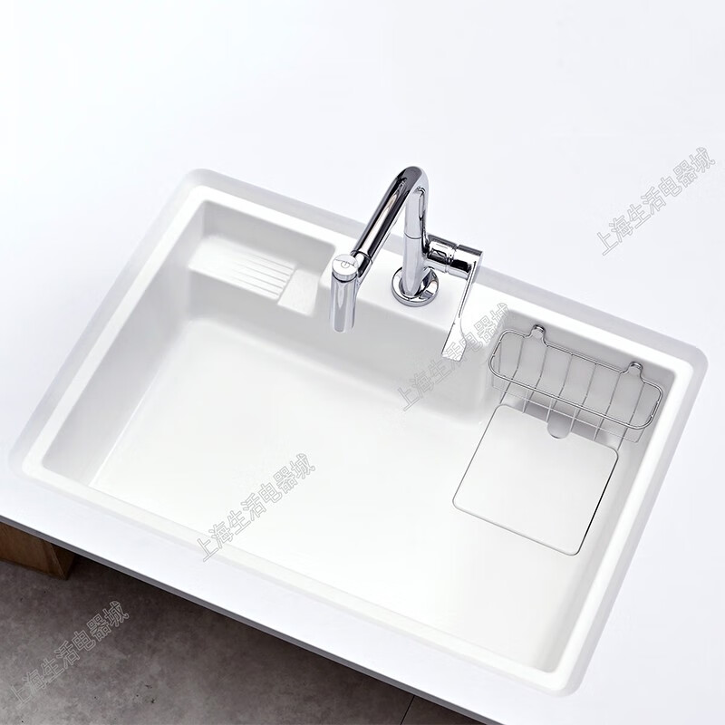 Japan imported large single sink HS800 above and below counter basin kitchen artificial marble color mute beige