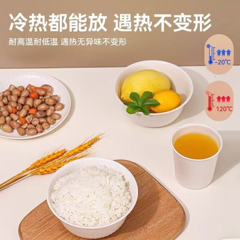 Disposable rice husk tableware set, biodegradable tableware, cups, plates and spoons, thickened, no-wash, party picnic, white rice husk spoons, 50 pieces