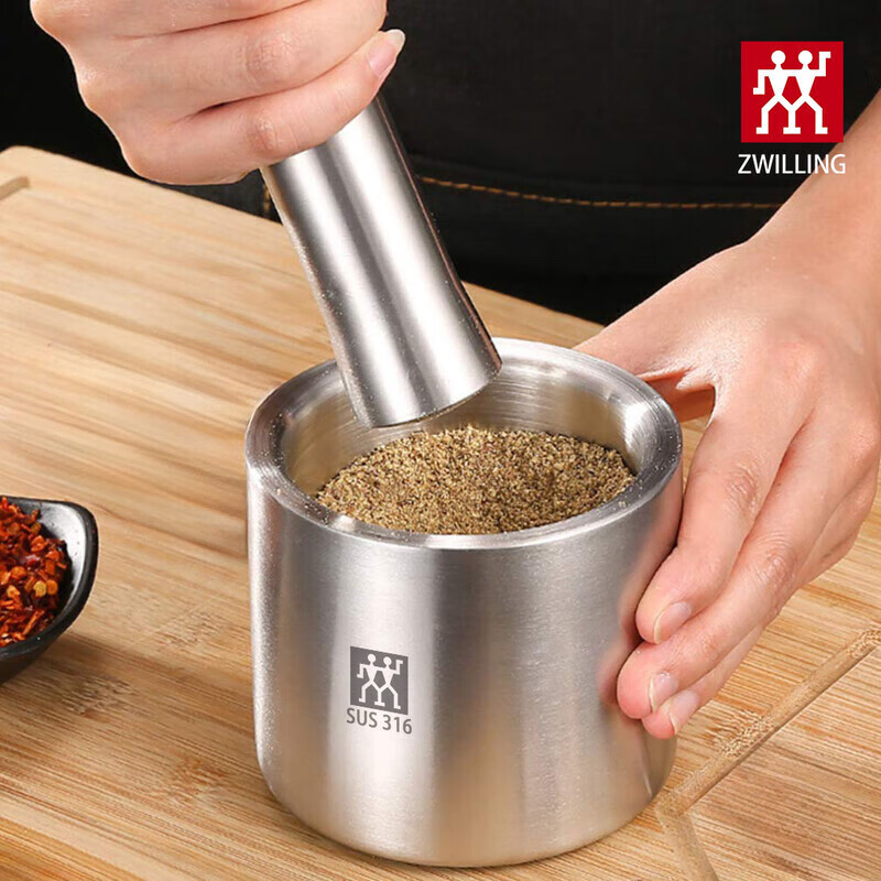 Zwilling (ZWILLING) German tail goods 304 stainless steel masher solid garlic masher household grinder medicine jar bowl 316 garlic masher