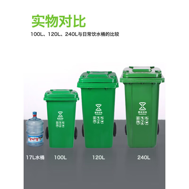 Refresh love four-color garbage classification trash can commercial large-sized covered residential area outdoor large-capacity pedal school sanitation box 240 liters outdoor bucket/disposal standard default green