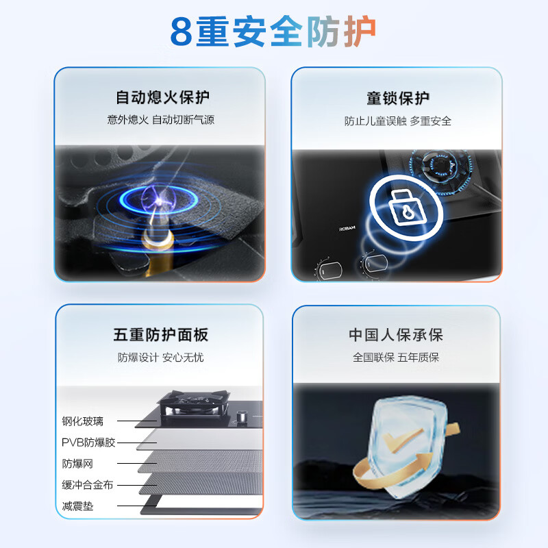 Boss (Robam) Gold List hot model JZT-57B6D natural gas household gas stove embedded gas stove trade-in 5.2kW first class energy efficiency 57B5X same model