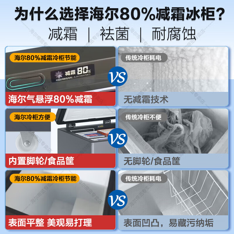 Haier New Home Freezer Low Temperature Mini Freezer Freezer Refrigerator Freezer Switch Cryogenic Quick Freeze Subzero Small Freezer BC/BD-200GHEPS9 Gray 200L