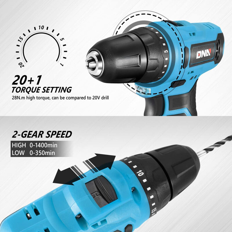 DNA MOTORING 12V 1300mAh lithium battery cordless drill power tool set