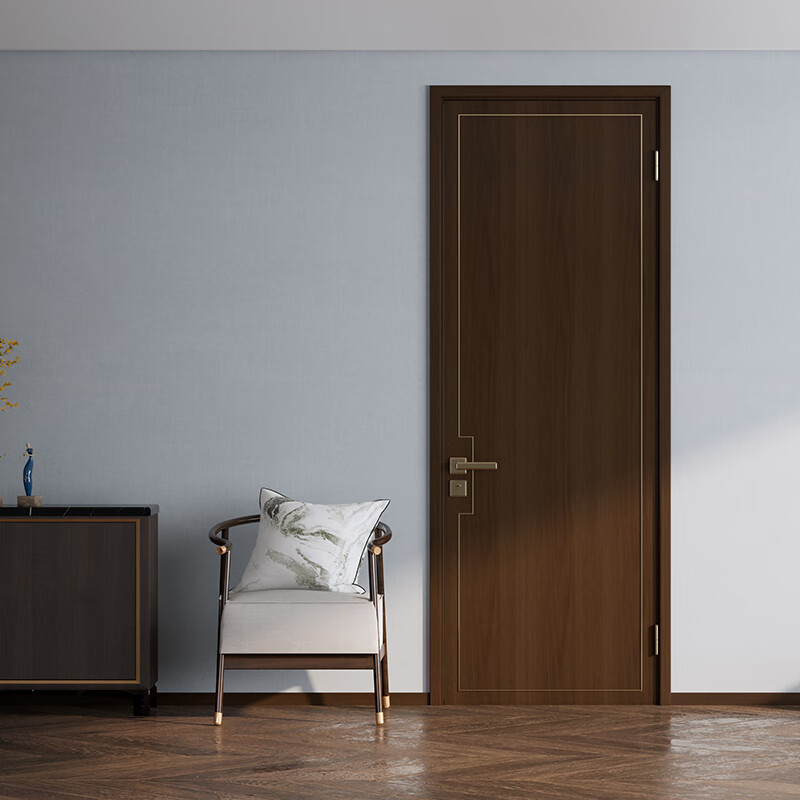 Mengtian Woodwork Bedroom Door Minimalist Water Painted Wood Door Customized Partition Concierge Door Jinghong 6P11 Interior Door Black Walnut Mocha Brown