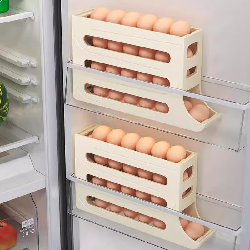 MUYA rolling egg storage box refrigerator household egg rack automatic slide-type egg storage box