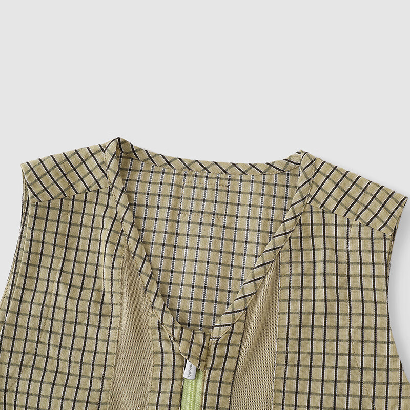 YEEHOO shopping mall same style children's vest spring and summer breathable workwear casual vest pure cotton vest new style mountain green check 90 cm