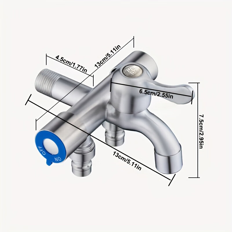 304 stainless steel one-in, three-out, three-control multi-function washing machine with faucet and water-dividing valve with multiple heads, one for three, one-in, three-out, 304 faucet washing machine + washing machine +