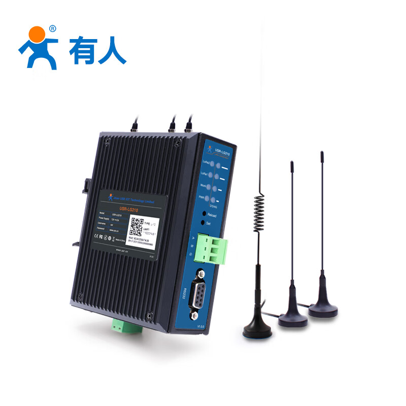 Renmin Internet of Things dual-channel LoRa gateway RS232/485 remote network edge collection MODBUS protocol Ethernet version USR-LG210