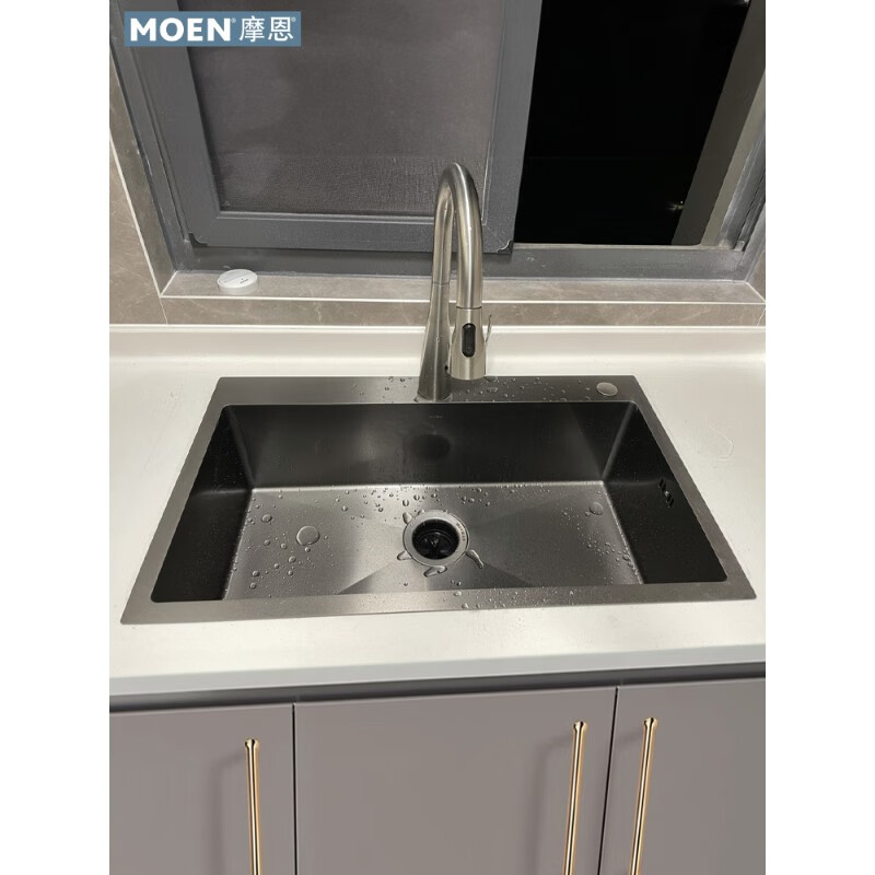 Moen 75513 single-slot nano oil-resistant gun ash Taichung under-counter sink 75613DB 75813EB 75*45CM nano-slot+68000SRS anti-fingerprint
