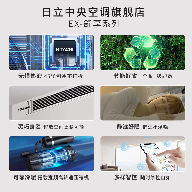 Hitachi (HITACHI) central air conditioner six horses one to five hidden household inverter air conditioner five horses multi-split RAS-140HRNAQ three rooms and two living rooms EX-Shuxiang series duct machine 6 horses first class energy efficiency one to five 160 suitable for three rooms and two living rooms