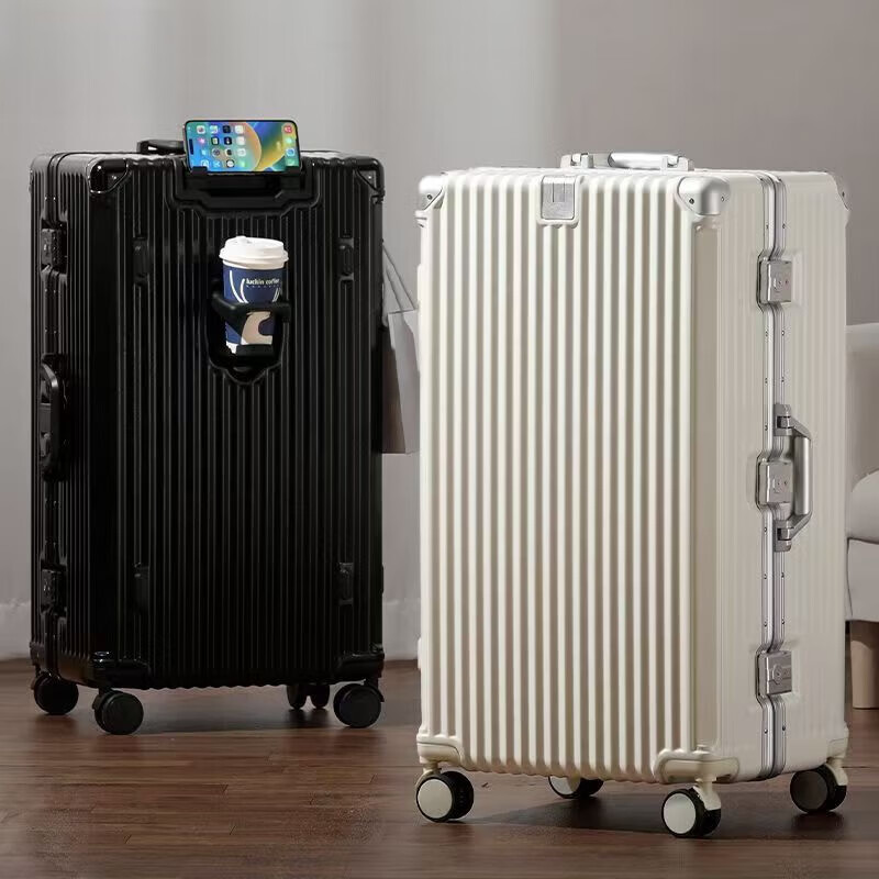 Bif Paul 37 open suitcase trolley case aluminum frame thickened large capacity suitcase male and female students password box boarding case titanium gray 37 open thickened can seat 26 inches long distance students