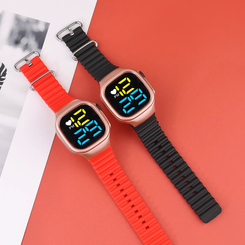 New fashionable color display sports luminous LED electronic watch marine with LED buttons student electronic watch black