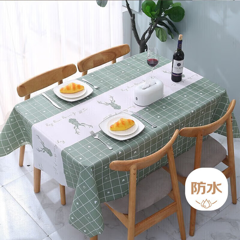 Jingxun tablecloth waterproof and oil-proof tablecloth Nordic style pattern disposable tablecloth coffee table mat Elk 137*180cm