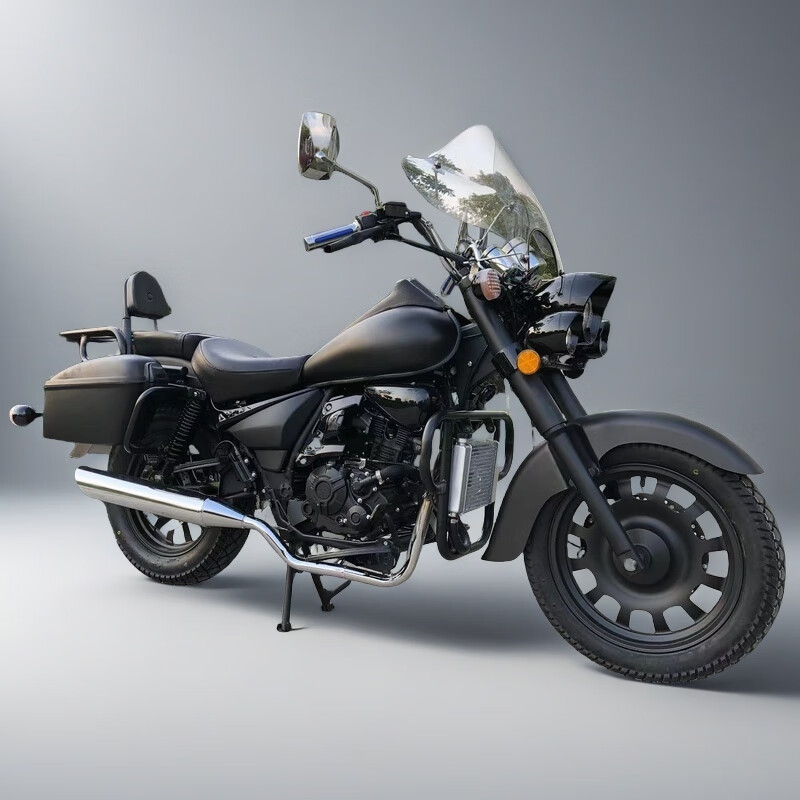 Heineken Motorcycle Prince Retro Motorcycle Cruise Prince Can Licensed Fuel Heavy Motorcycle Brand New 200cc Rider Street Motorcycle Matte Black Heineken 200 Water Cooling + Saddlebags + Disc Brake + Windshield