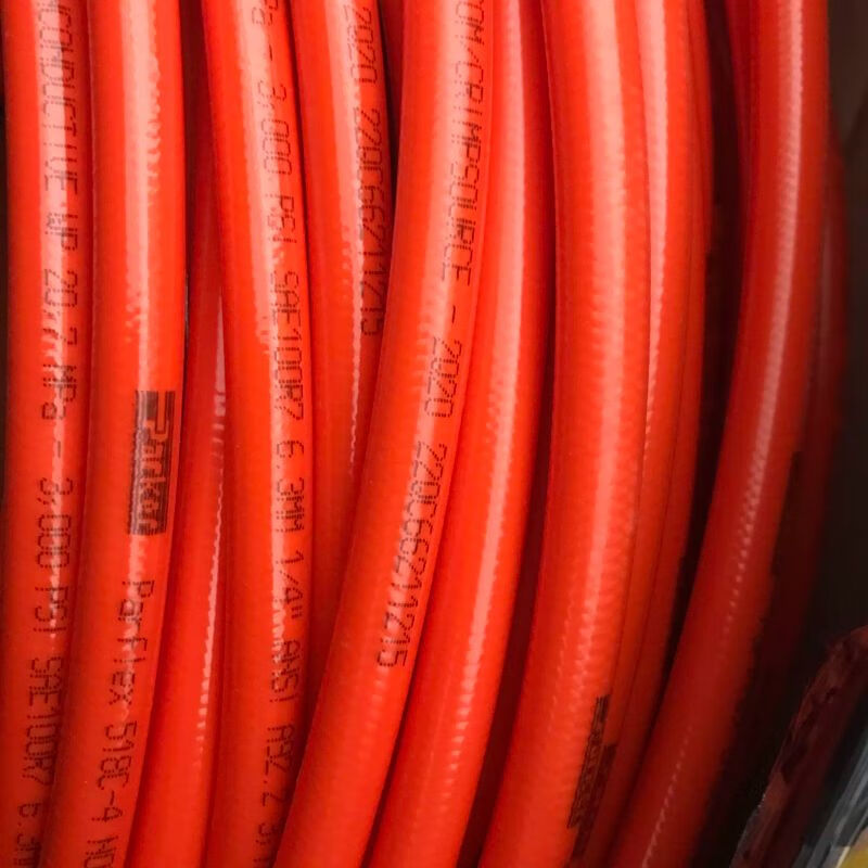 Parker insulated hose red orange 518c-4 non-conductive hose oil pipe parflex sae100r7