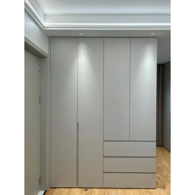 Xingfeng wardrobe door is customized, only the door is made, not the cabinet, European pine board handle-free, skin-feeling, high-gloss cabinet door, custom pet door panel, osb cabinet, PET European pine board, pur edge sealing/EO grade (shopkeeper)