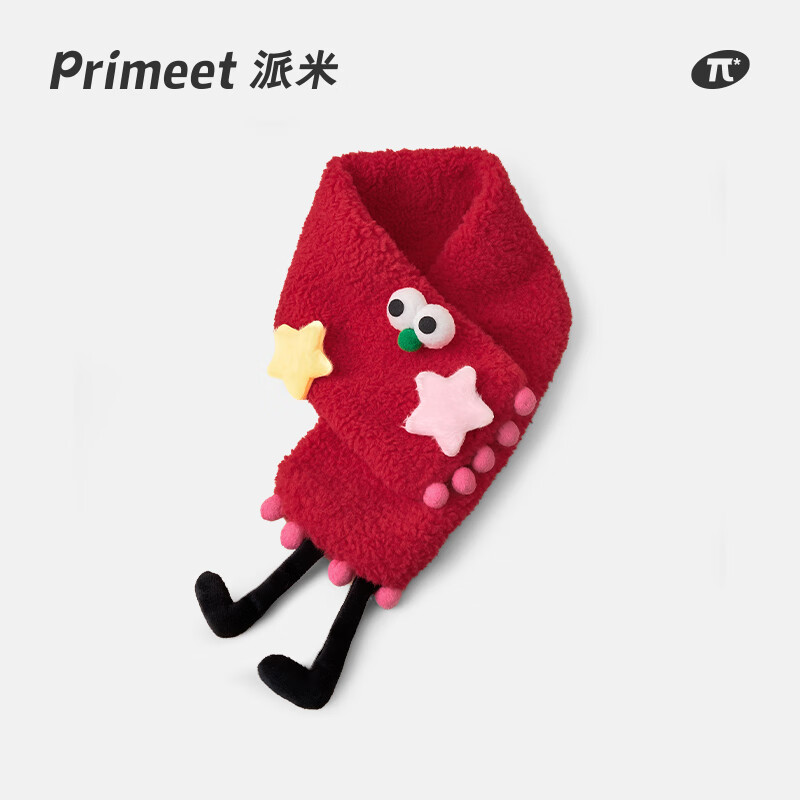 PRIMEET Paimi Winter Plush Scarf Women's 2025 New Year Gift New Cartoon Cute Red Warm Scarf