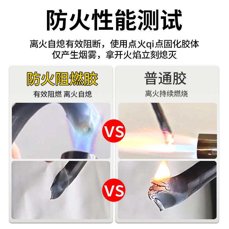 Green pine forest flame-retardant fire-resistant high-temperature sealant FV-0 grade waterproof insulation fire door exhaust pipe check valve flue special glass glue black 300ml