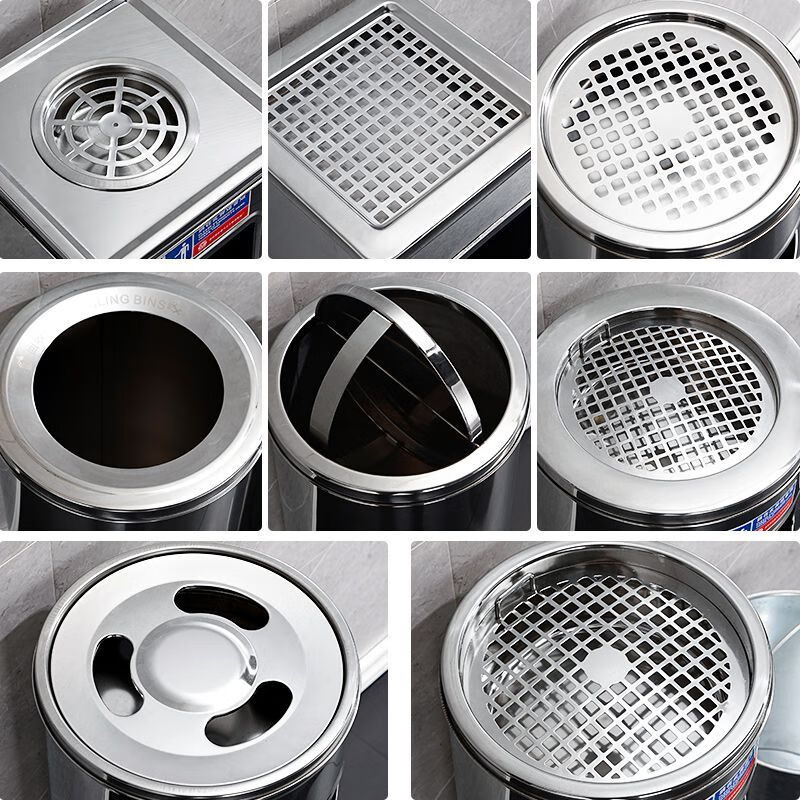 Hotel ashtray lobby stainless steel smoking room trash can vertical peel box integrated public office office round galaxy sanding 25*63